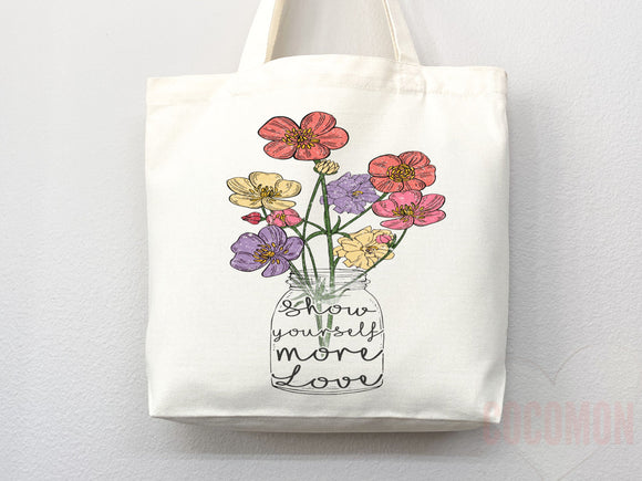 Floral Tote Flower Bag Gift for Floral Lover Flower Lover Gift Bag Womens Tote for Her Cute Tote Bag Reusable Bag Eco Friendly Tote Shopper