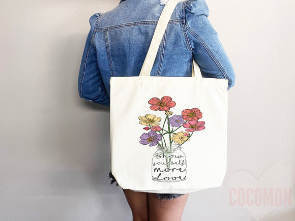 Floral Tote Flower Bag Gift for Floral Lover Flower Lover Gift Bag Womens Tote for Her Cute Tote Bag Reusable Bag Eco Friendly Tote Shopper
