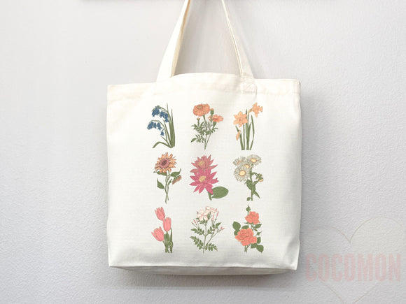 Floral Tote Flower Bag Gift for Floral Lover Flower Lover Gift Bag Womens Tote for Her Cute Tote Bag Reusable Bag Eco Friendly Tote Shopper