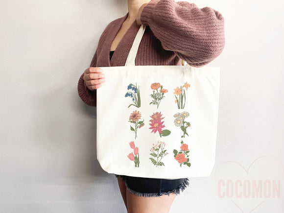 Floral Tote Flower Bag Gift for Floral Lover Flower Lover Gift Bag Womens Tote for Her Cute Tote Bag Reusable Bag Eco Friendly Tote Shopper