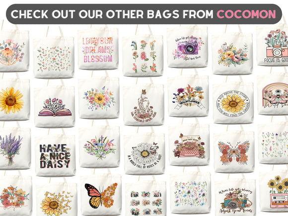 Floral Tote Bag flower tote canvas wildflower bag eco friendly bag aesthetic tote bag reusable bag gift for plant lover tote flower bag cute