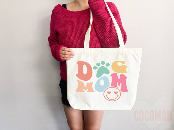 Dog Mom Tote Bag Gift For Dog Mom Animal Lover Tote Shopper Dog Lover Bag New Dog Mom Gift for Her Puppy Mom Tote Shopper Women's Tote Bag