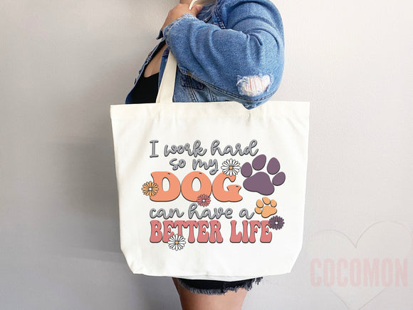 Dog Mom Tote Bag Gift For Dog Mom Animal Lover Tote Shopper Dog Lover Bag New Dog Mom Gift for Her Puppy Mom Tote Shopper Women's Tote Bag
