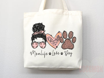 Dog Mom Tote Bag Gift For Dog Mom Animal Lover Tote Shopper Dog Lover Bag New Dog Mom Gift for Her Puppy Mom Tote Shopper Women's Tote Bag