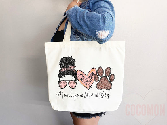 Dog Mom Tote Bag Gift For Dog Mom Animal Lover Tote Shopper Dog Lover Bag New Dog Mom Gift for Her Puppy Mom Tote Shopper Women's Tote Bag