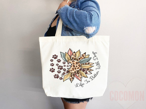 Dog Mom Tote Bag Gift For Dog Mom Animal Lover Tote Shopper Dog Lover Bag New Dog Mom Gift for Her Puppy Mom Tote Shopper Women's Tote Bag