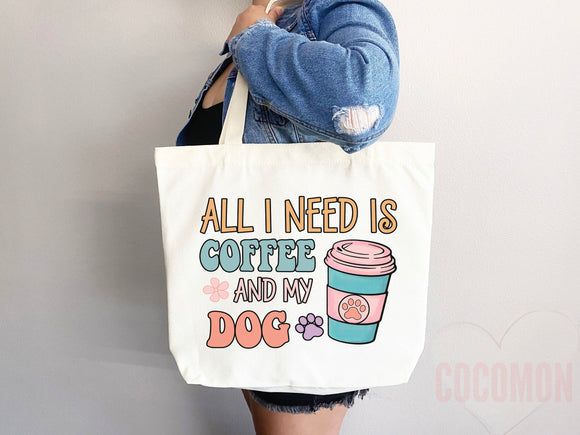 Dog Mom Tote Bag Coffee Lover Gift For Dog Mom Animal Lover Tote Shopper Dog Lover Bag New Dog Mom Gift for Her Puppy Mom Women's Tote Bag