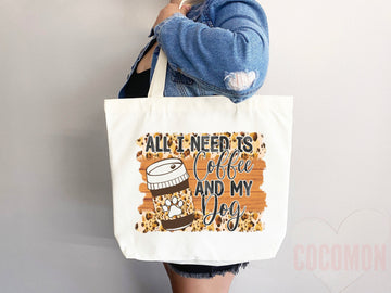 Dog Mom Tote Bag Coffee Lover Gift For Dog Mom Animal Lover Tote Shopper Dog Lover Bag New Dog Mom Gift for Her Puppy Mom Women's Tote Bag