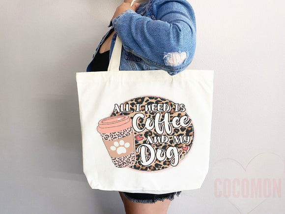 Dog Mom Tote Bag Coffee Lover Gift For Dog Mom Animal Lover Tote Shopper Dog Lover Bag New Dog Mom Gift for Her Puppy Mom Women's Tote Bag