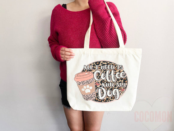 Dog Mom Tote Bag Coffee Lover Gift For Dog Mom Animal Lover Tote Shopper Dog Lover Bag New Dog Mom Gift for Her Puppy Mom Women's Tote Bag