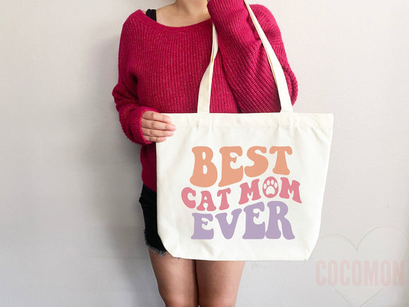 Cat Mom Tote Bag Gift For Cat Mom Animal Lover Tote Shopper Cat Lover Bag New Cat Mom Gift for Her Kitten Mom Tote Shopper Women's Tote Bag