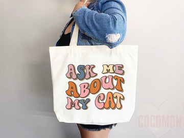 Cat Mom Tote Bag Gift For Cat Mom Animal Lover Tote Shopper Cat Lover Bag New Cat Mom Gift for Her Kitten Mom Tote Shopper Women's Tote Bag