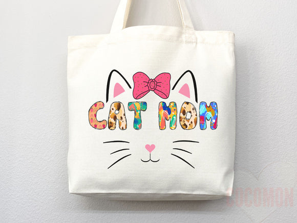 Cat Mom Tote Bag Gift For Cat Mom Animal Lover Tote Shopper Cat Lover Bag New Cat Mom Gift for Her Kitten Mom Tote Shopper Women's Tote Bag