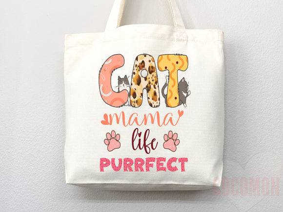 Cat Mom Tote Bag Gift For Cat Mom Animal Lover Tote Shopper Cat Lover Bag New Cat Mom Gift for Her Kitten Mom Tote Shopper Women's Tote Bag