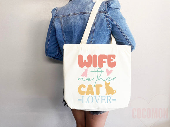 Cat Mom Tote Bag Gift For Cat Mom Animal Lover Tote Shopper Cat Lover Bag New Cat Mom Gift for Her Kitten Mom Tote Shopper Women's Tote Bag