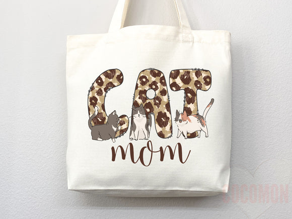 Cat Mom Tote Bag Gift For Cat Mom Animal Lover Tote Shopper Cat Lover Bag New Cat Mom Gift for Her Kitten Mom Tote Shopper Women's Tote Bag