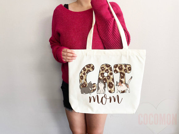 Cat Mom Tote Bag Gift For Cat Mom Animal Lover Tote Shopper Cat Lover Bag New Cat Mom Gift for Her Kitten Mom Tote Shopper Women's Tote Bag