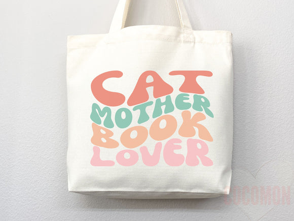 Cat Mom Tote Bag Book Lover Gift For Cat Mom Animal Lover Tote Shopper Cat Lover Bag New Cat Mom Gift for Her Kitten Mom Tote Women's Tote