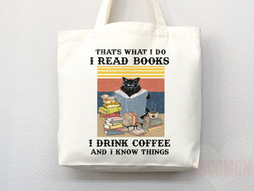 Cat Mom Tote Coffee Lover Tote Bag Book Lover Gift For Cat Mom Animal Lover Tote Shopper Cat Lover Bag New Cat Mom Gift for Her Women's Tote