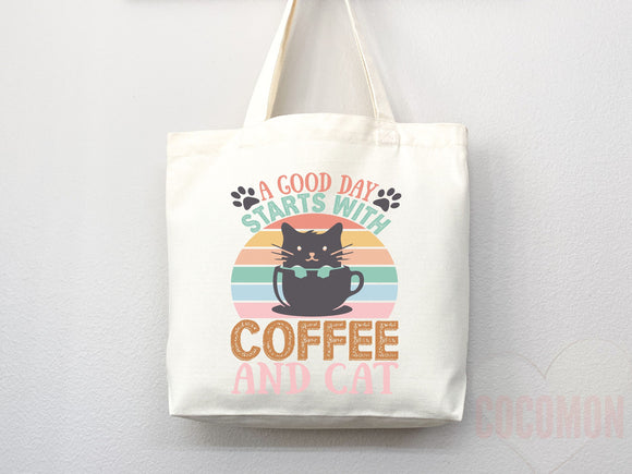 Cat Mom Tote Bag Coffee Lover Gift For Cat Mom Animal Lover Tote Shopper Cat Lover Bag New Cat Mom Gift for Her Kitten Mom Women's Tote Bag
