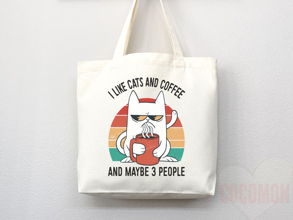 Cat Mom Tote Bag Coffee Lover Gift For Cat Mom Animal Lover Tote Shopper Cat Lover Bag New Cat Mom Gift for Her Kitten Mom Women's Tote Bag