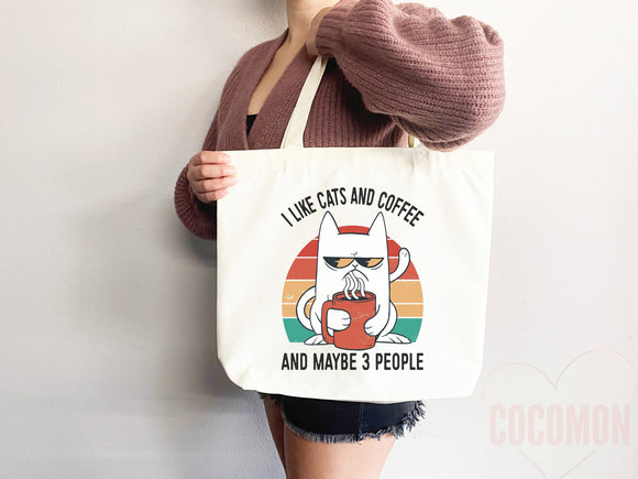 Cat Mom Tote Bag Coffee Lover Gift For Cat Mom Animal Lover Tote Shopper Cat Lover Bag New Cat Mom Gift for Her Kitten Mom Women's Tote Bag