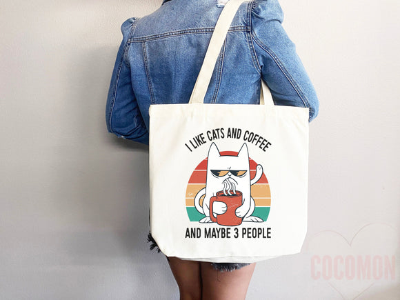 Cat Mom Tote Bag Coffee Lover Gift For Cat Mom Animal Lover Tote Shopper Cat Lover Bag New Cat Mom Gift for Her Kitten Mom Women's Tote Bag
