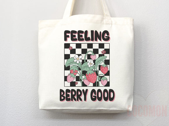 Strawberry Tote Bag Strawberry Lover Gift Spring Tote Shopper Summer Bag Eco Friendly Bag Reusable Grocery Tote Cute Tote Farmers Market Bag