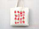 Strawberry Tote Bag Strawberry Lover Gift Spring Tote Shopper Summer Bag Eco Friendly Bag Reusable Grocery Tote Cute Tote Farmers Market Bag