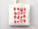 Strawberry Tote Bag Strawberry Lover Gift Spring Tote Shopper Summer Bag Eco Friendly Bag Reusable Grocery Tote Cute Tote Farmers Market Bag