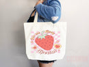 Strawberry Tote Bag Strawberry Lover Gift Spring Tote Shopper Summer Bag Eco Friendly Bag Reusable Grocery Tote Cute Tote Farmers Market Bag