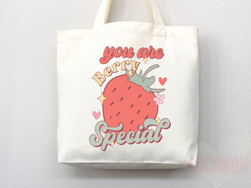 Strawberry Tote Bag Strawberry Lover Gift Spring Tote Shopper Summer Bag Eco Friendly Bag Reusable Grocery Tote Cute Tote Farmers Market Bag