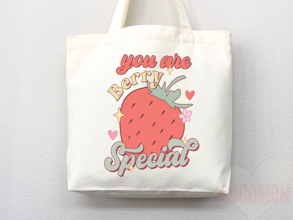 Strawberry Tote Bag Strawberry Lover Gift Spring Tote Shopper Summer Bag Eco Friendly Bag Reusable Grocery Tote Cute Tote Farmers Market Bag