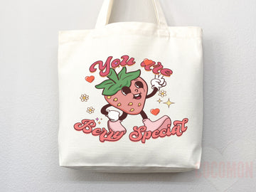 Strawberry Tote Bag Strawberry Lover Gift Spring Tote Shopper Summer Bag Eco Friendly Bag Reusable Grocery Tote Cute Tote Farmers Market Bag