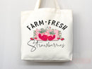 Strawberry Tote Bag Strawberry Lover Gift Spring Tote Shopper Summer Bag Eco Friendly Bag Reusable Grocery Tote Cute Tote Farmers Market Bag