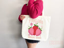 Strawberry Tote Bag Strawberry Lover Gift Spring Tote Shopper Summer Bag Eco Friendly Bag Reusable Grocery Tote Cute Tote Farmers Market Bag