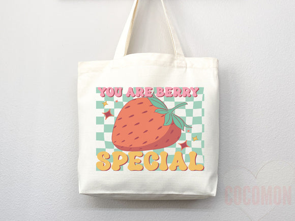 Strawberry Tote Bag Strawberry Lover Gift Spring Tote Shopper Summer Bag Eco Friendly Bag Reusable Grocery Tote Cute Tote Farmers Market Bag