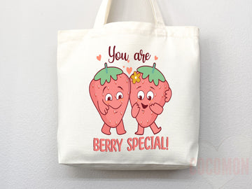 Strawberry Tote Bag Strawberry Lover Gift Spring Tote Shopper Summer Bag Eco Friendly Bag Reusable Grocery Tote Cute Tote Farmers Market Bag