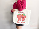 Strawberry Tote Bag Strawberry Lover Gift Spring Tote Shopper Summer Bag Eco Friendly Bag Reusable Grocery Tote Cute Tote Farmers Market Bag