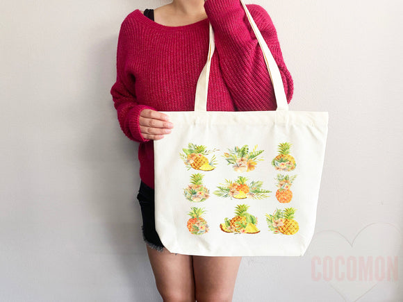 Pineapple Tote Bag Pineapple Lover Gift Spring Tote Shopper Summer Bag Eco Friendly Bag Reusable Grocery Tote Cute Tote Farmers Market Bag