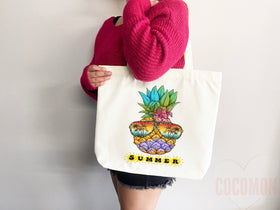 Beach Bag Pineapple Tote Bag Beach Tote Bag Pineapple Lover Gift Spring Tote Shopper Summer Tote Bag Eco Friendly Bag Reusable Grocery Bag