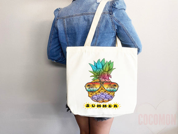 Beach Bag Pineapple Tote Bag Beach Tote Bag Pineapple Lover Gift Spring Tote Shopper Summer Tote Bag Eco Friendly Bag Reusable Grocery Bag