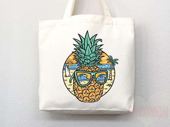 Beach Bag Pineapple Tote Bag Beach Tote Bag Pineapple Lover Gift Spring Tote Shopper Summer Tote Bag Eco Friendly Bag Reusable Grocery Bag