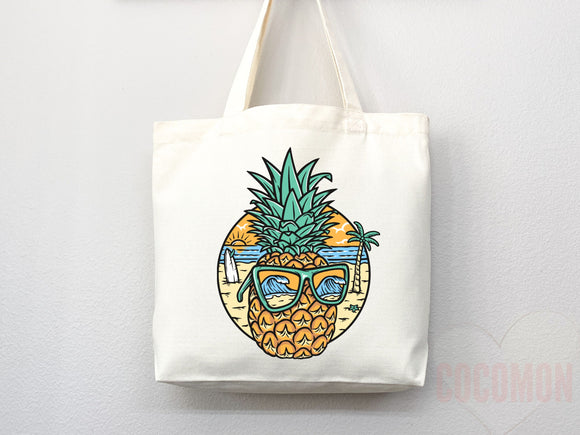 Beach Bag Pineapple Tote Bag Beach Tote Bag Pineapple Lover Gift Spring Tote Shopper Summer Tote Bag Eco Friendly Bag Reusable Grocery Bag
