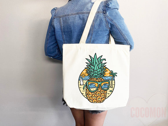 Beach Bag Pineapple Tote Bag Beach Tote Bag Pineapple Lover Gift Spring Tote Shopper Summer Tote Bag Eco Friendly Bag Reusable Grocery Bag