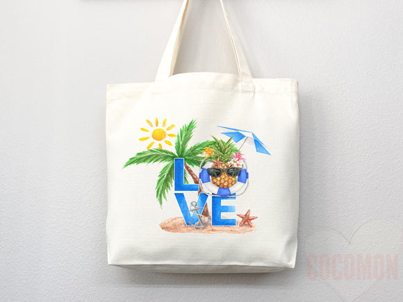 Beach Bag Pineapple Tote Bag Beach Tote Bag Pineapple Lover Gift Spring Tote Shopper Summer Tote Bag Eco Friendly Bag Reusable Grocery Bag