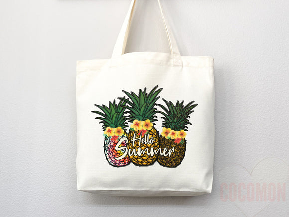 Beach Bag Pineapple Tote Bag Beach Tote Bag Pineapple Lover Gift Spring Tote Shopper Summer Tote Bag Eco Friendly Bag Reusable Grocery Bag