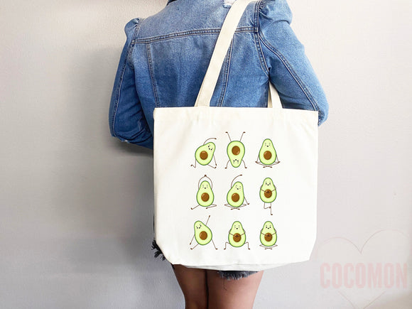 Cute Avocado Tote Bag Avocado Lover Gift Spring Tote Shopper Summer Bag Eco Friendly Bag Reusable Grocery Tote Cute Tote Farmers Market Bag