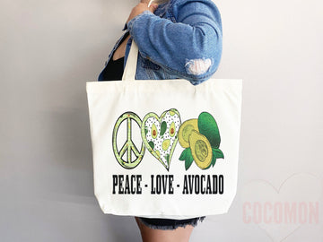 Cute Avocado Tote Bag Avocado Lover Gift Spring Tote Shopper Summer Bag Eco Friendly Bag Reusable Grocery Tote Cute Tote Farmers Market Bag