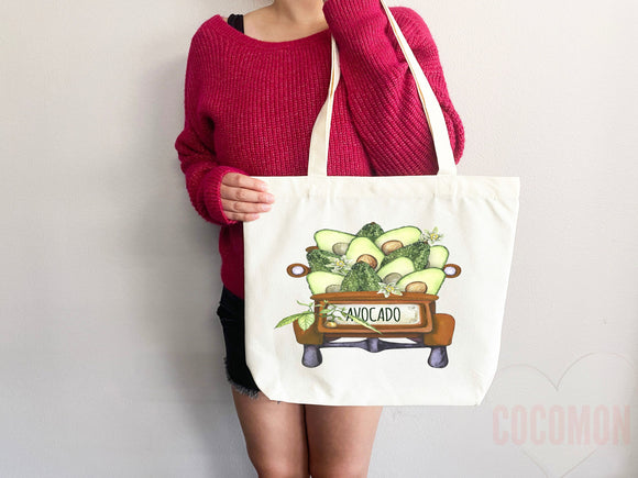 Cute Avocado Tote Bag Avocado Lover Gift Spring Tote Shopper Summer Bag Eco Friendly Bag Reusable Grocery Tote Cute Tote Farmers Market Bag